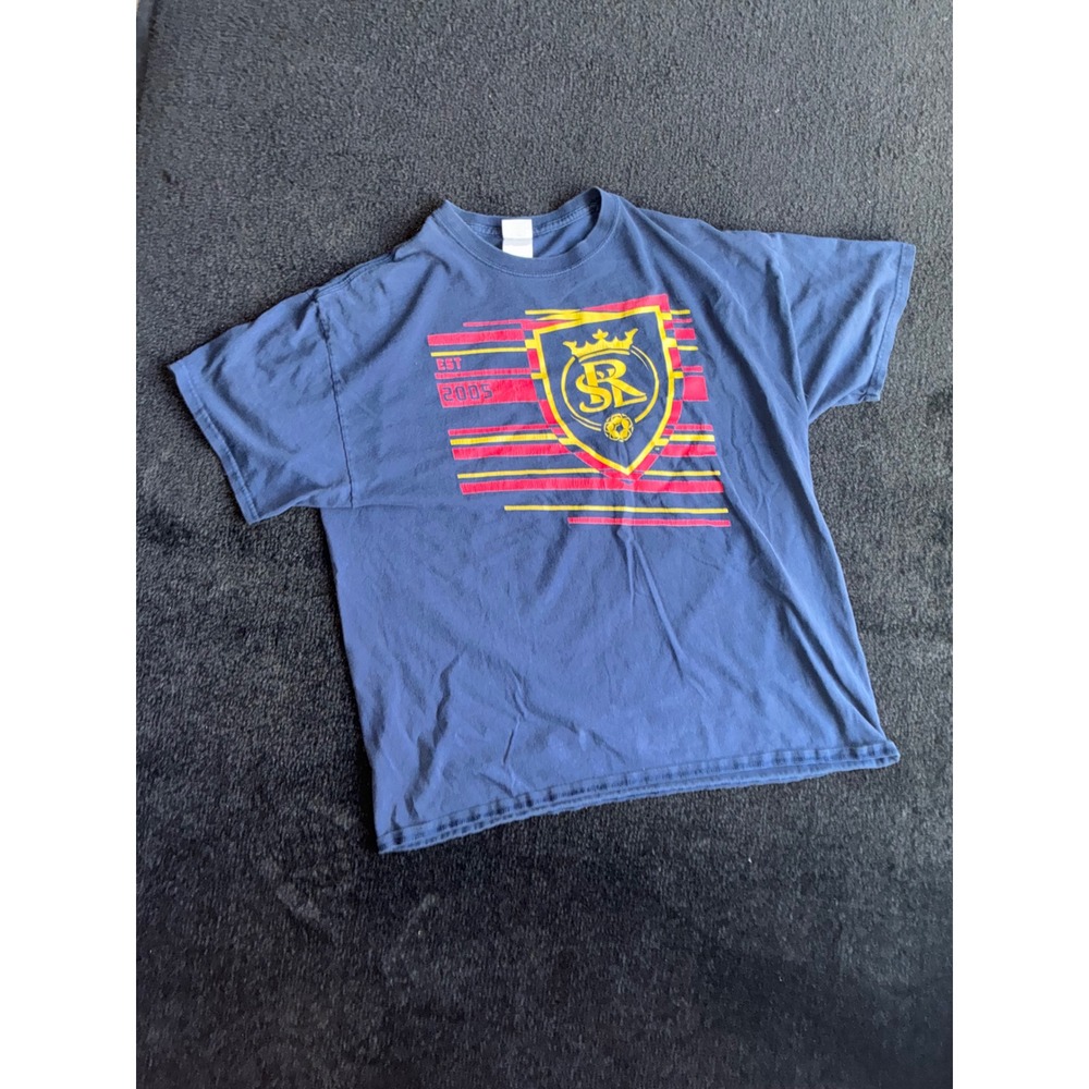 Gildan Real Salt Lake MLS Soccer Graphic T-Shirt Navy Blue Mens XL Est 2005